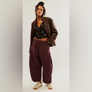 Free People Wide-Leg Pants in Deep Plum